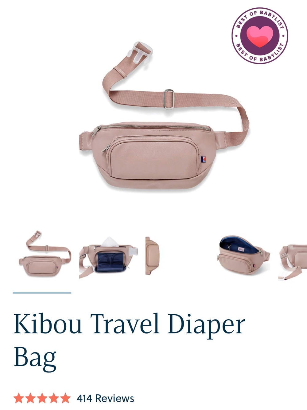 Kibou Travel Diaper Fanny Bag - Blush Pink